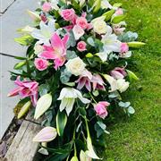 Pink Rose and Lily Casket Spray