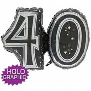 40th Black Jointed Number Shape Balloons