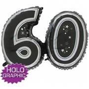 60th  Black Jointed Number Shape Balloons