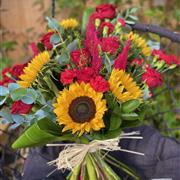Sunflowers And Rose Sheaf