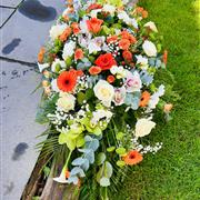 Orange White And Green Casket Spray