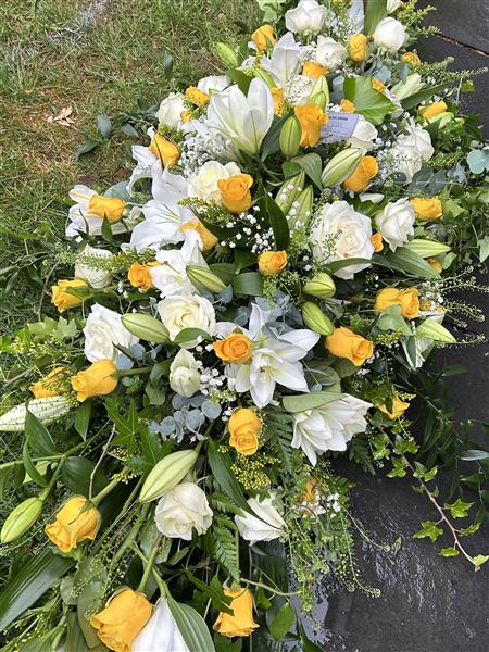 Funerary Yellow Roses Yellow Roses and White Lillie - Funeral Flowers Reading